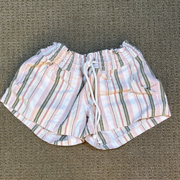 Roxy Pink and Green Striped Athletic Shorts - Picture 1 of 4